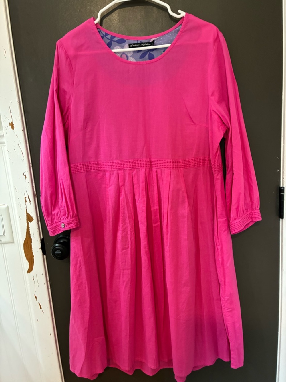 Gudrun Sjödén Hot Pink Long-Sleeve Cotton Midi Dress!